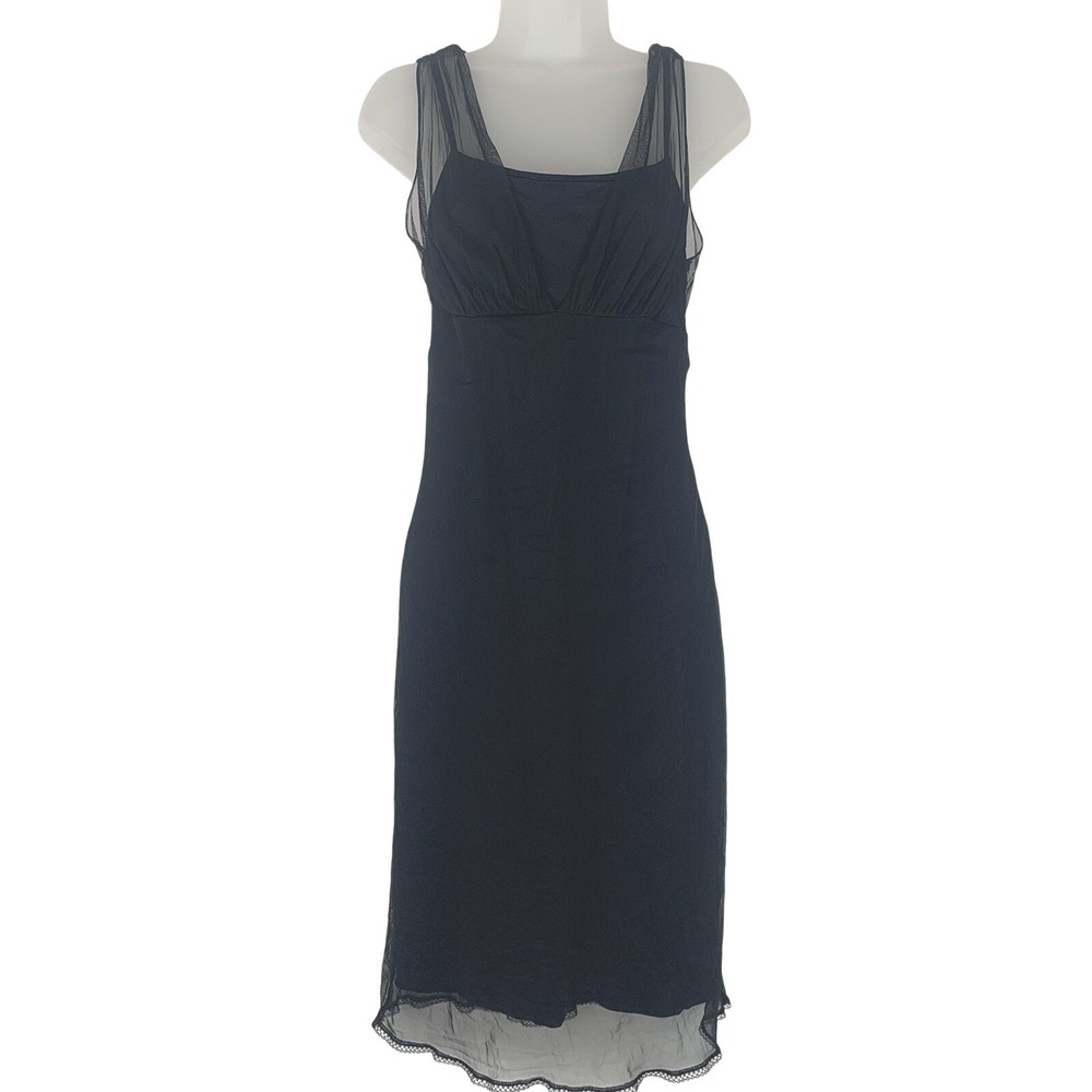 Vintage Bebe Dress Womens small Mesh Babydoll Sheer Whimsigoth Y2K 90s Lace Trim